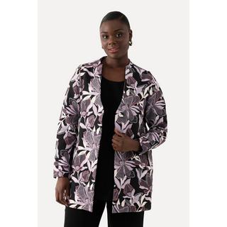 Ulla Popken  Veste Jacquard motif fleurs, col calice et encolure en V 