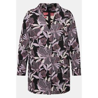 Ulla Popken  Veste Jacquard motif fleurs, col calice et encolure en V 