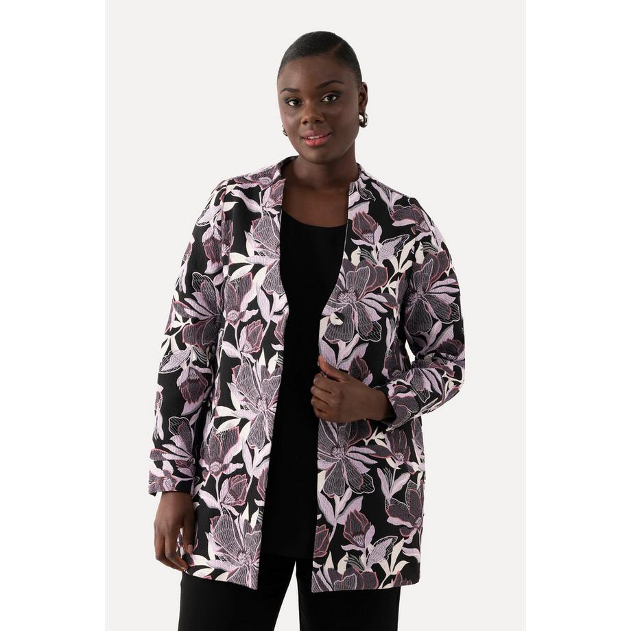 Ulla Popken Jacquard Blüten Kelchkragen Jacke  