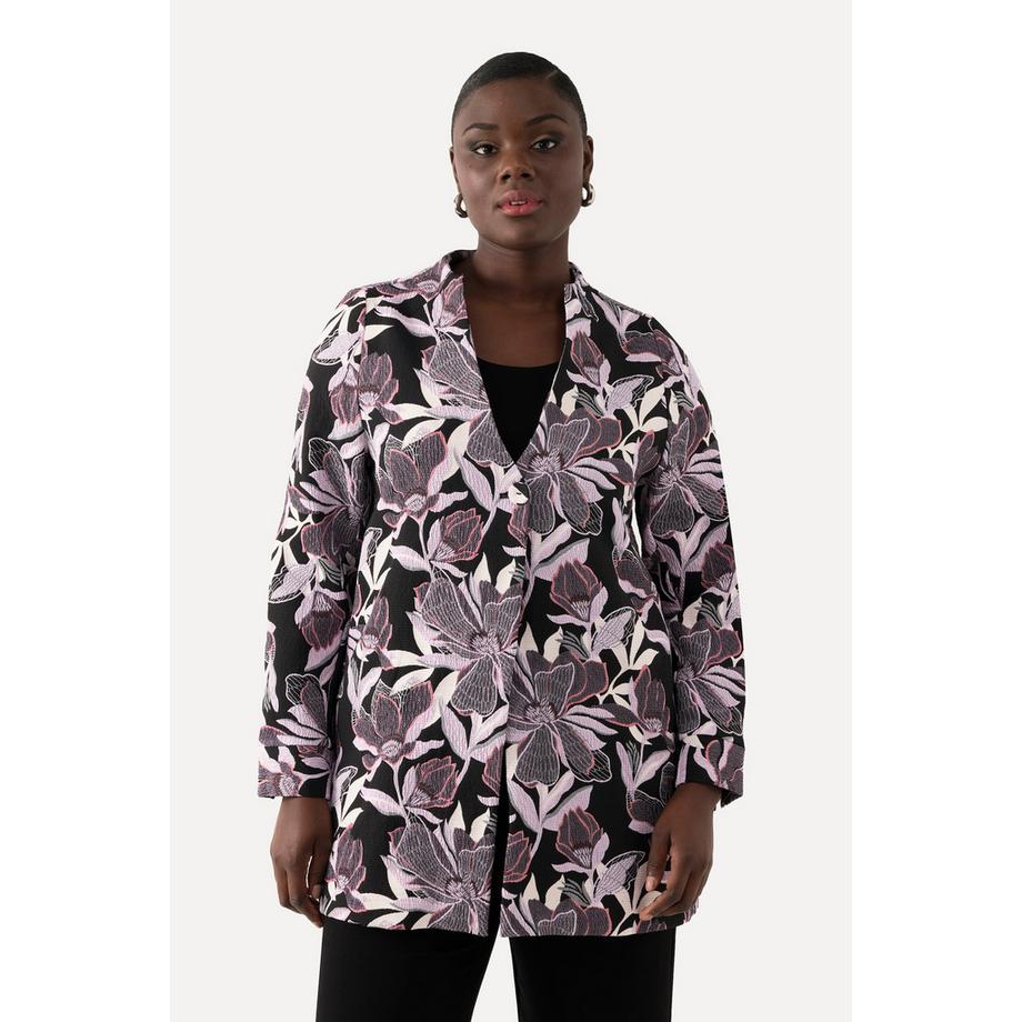 Ulla Popken Jacquard Blüten Kelchkragen Jacke  
