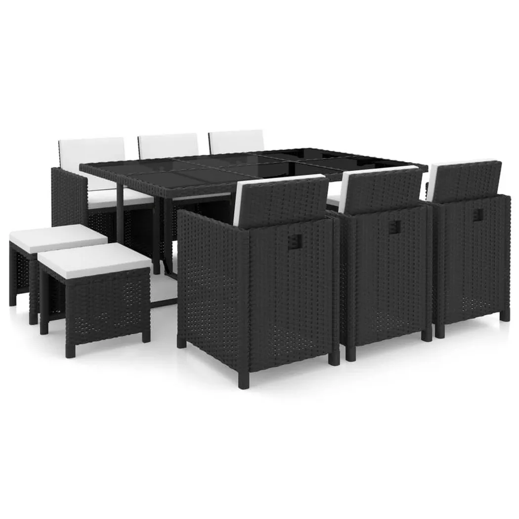 VidaXL - set da giardino Polirattan, One Size, Nero