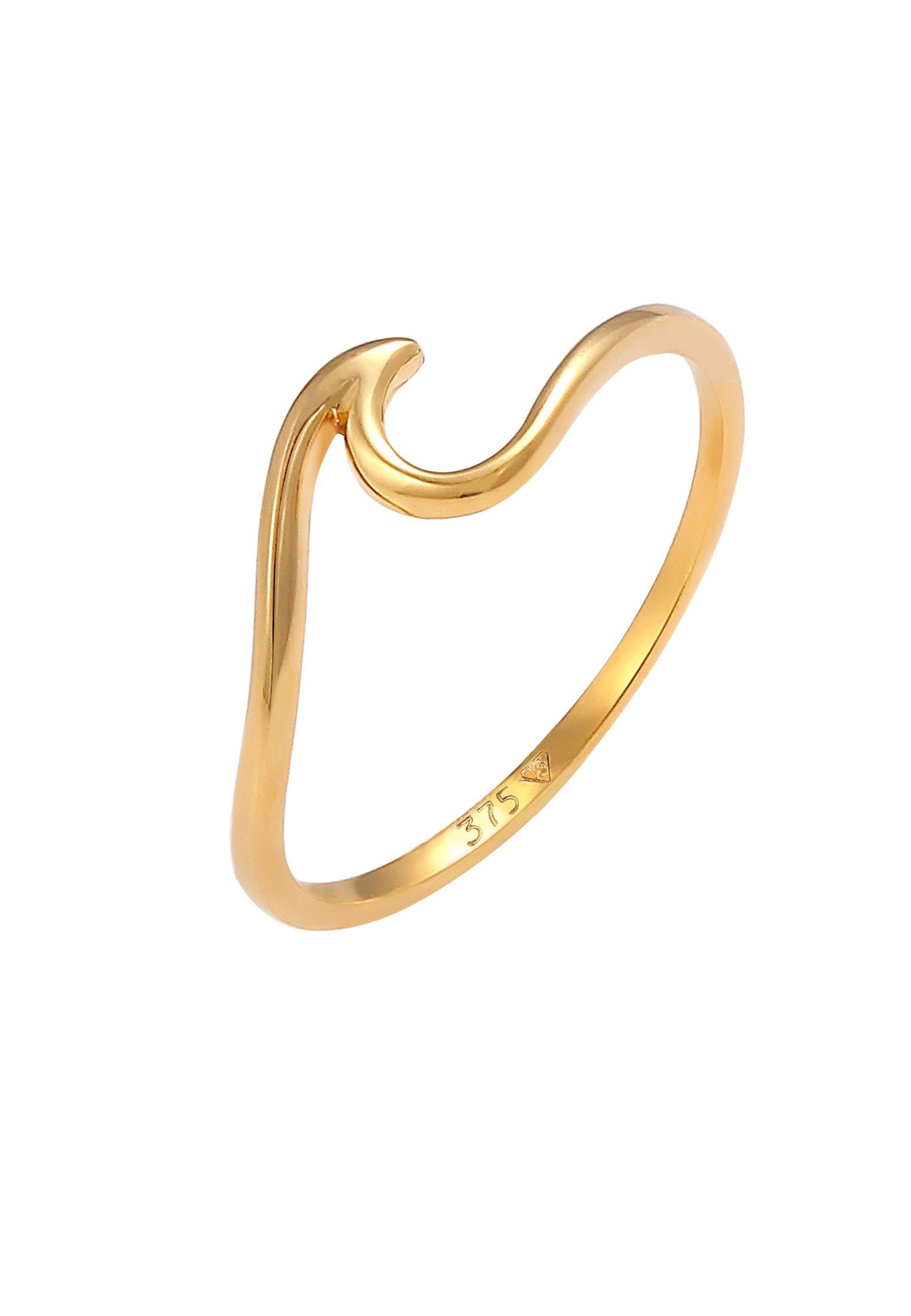 Elli  Ring Wellen Wave Strand Maritim 375 Gelbgold 