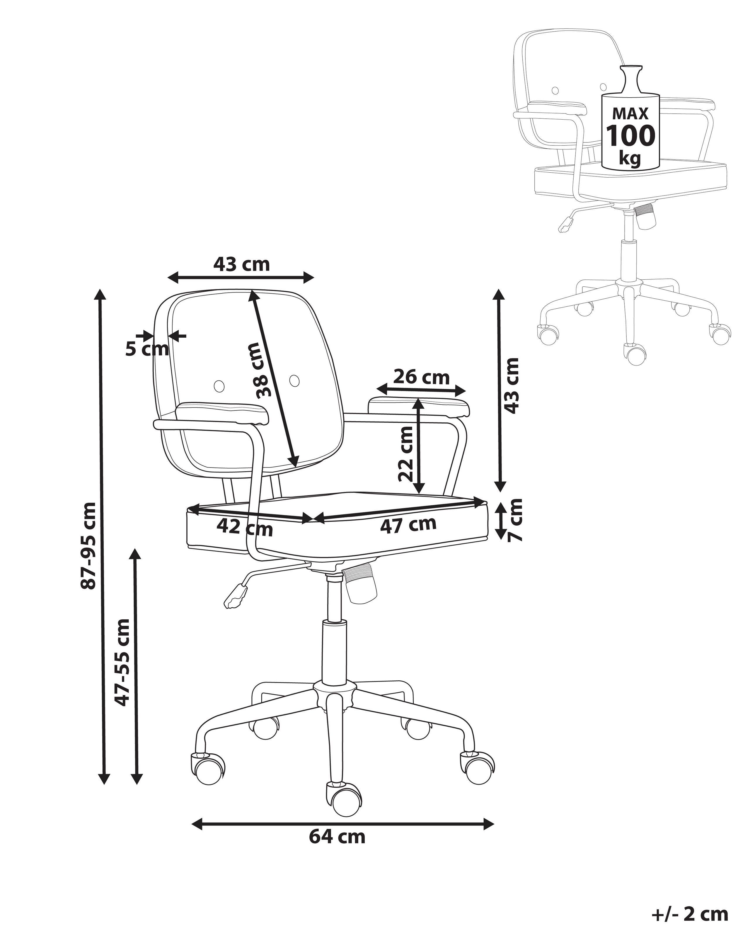 Beliani Chaise de bureau en Cuir PU Rétro PAWNEE  