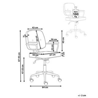 Beliani Chaise de bureau en Cuir PU Rétro PAWNEE  