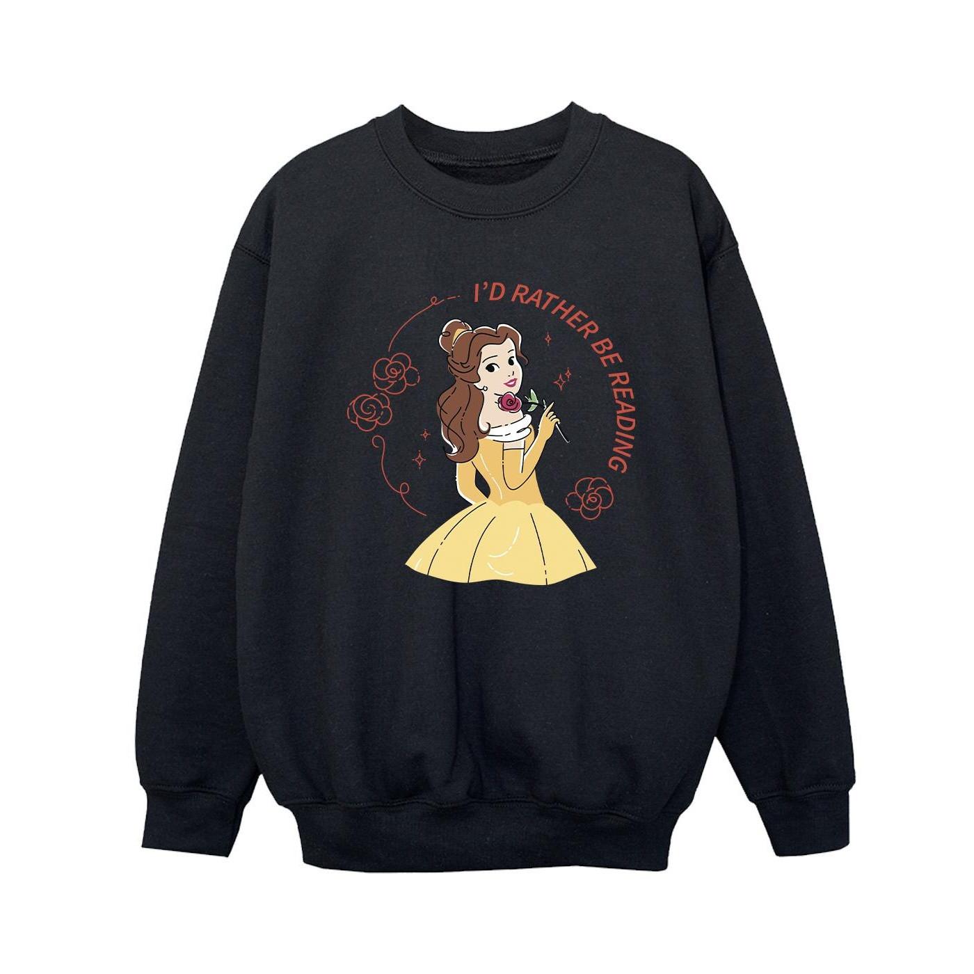 Image of Beauty And The Beast I'd Rather Be Reading Sweatshirt Unisex Schwarz 128