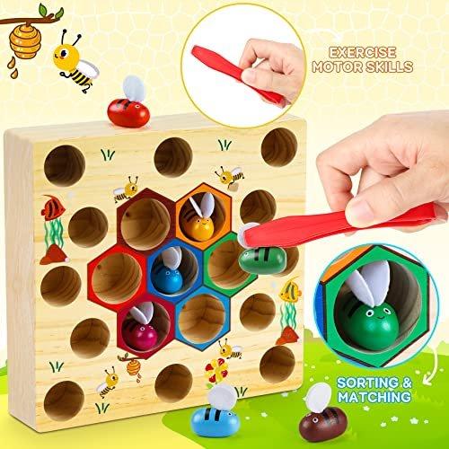 Activity-board  Jeu de pêche magnétique 2 ans jouet enfant 2 en 1 jeu magnétique en bois 