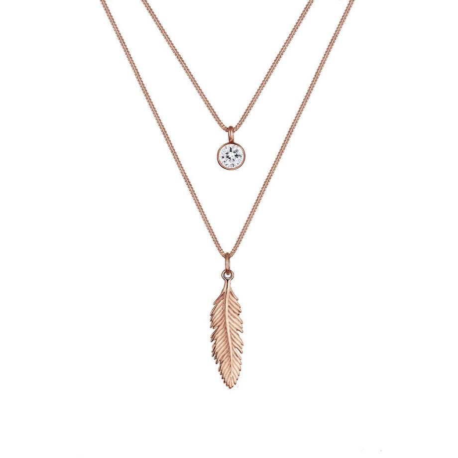Collier Pendentif Plume Cristal