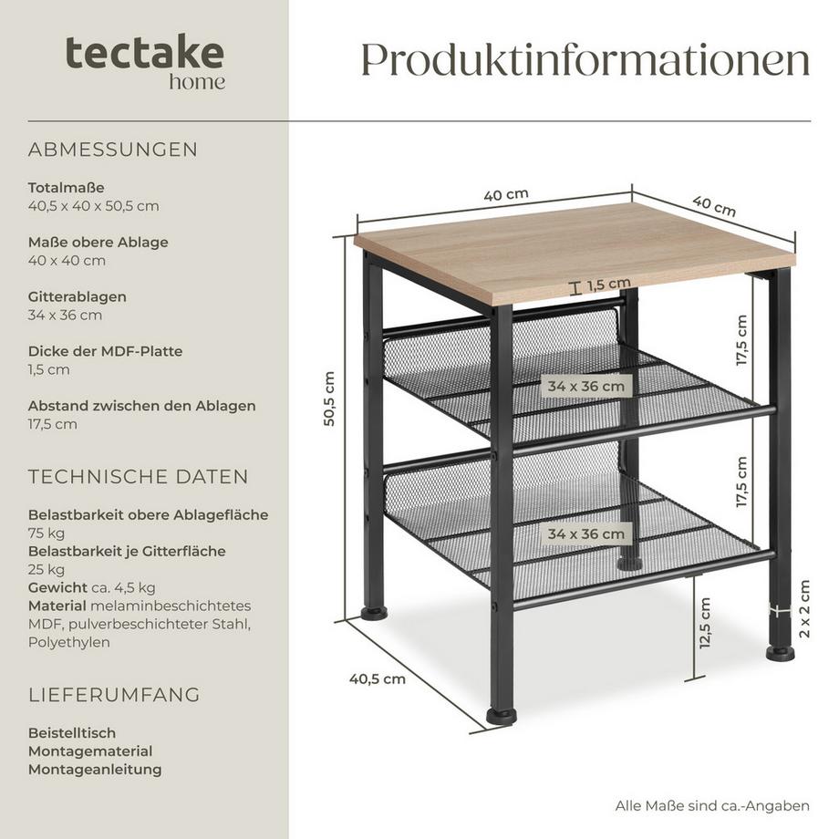 Tectake Table d'appoint LINCOLN style industriel  