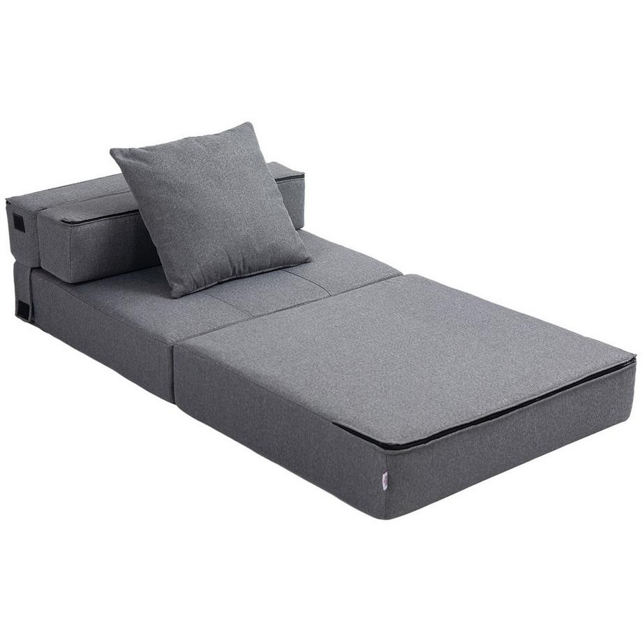 Northio Chaise De Couchage Pliante, Canapé-Lit, Chaise Pliante 2 En 1 Avec Fonction Lit, Chaise De Relaxation Avec Oreillers, Lit D'Appoint, Capacité De Charge Jusqu'À 100 Kg, Gris Foncé  