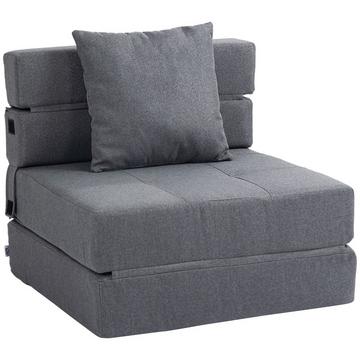 Chaise De Couchage Pliante, Canapé-Lit, Chaise Pliante 2 En 1 Avec Fonction Lit, Chaise De Relaxation Avec Oreillers, Lit D'Appoint, Capacité De Charge Jusqu'À 100 Kg, Gris Foncé