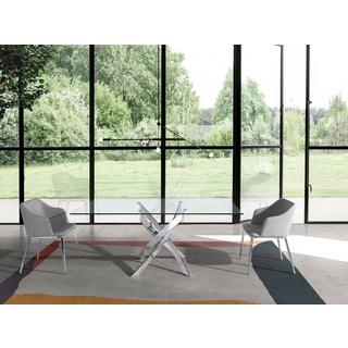 ANGEL CERDA Esstisch Rechteckig gehärtetes Glas aus verchromter Stahl  