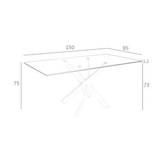 ANGEL CERDA Esstisch Rechteckig gehärtetes Glas aus verchromter Stahl  