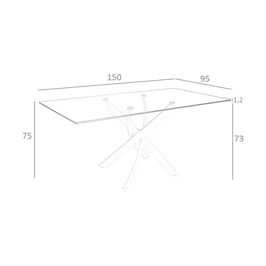 ANGEL CERDA Table à manger rectangulaire verre trempé et acier chromé  