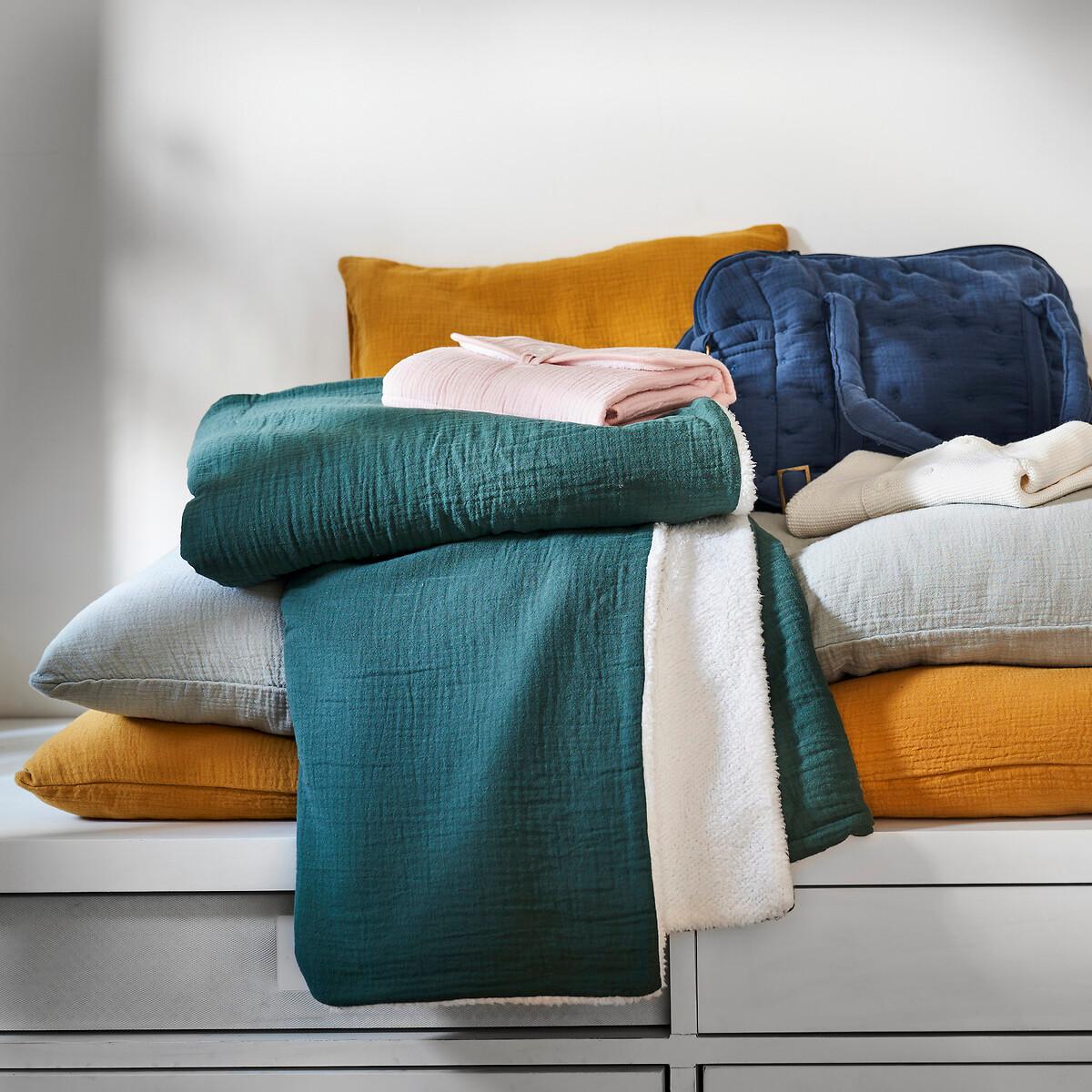 La Redoute Intérieurs Kumla Baumwollmusselin und Teddyfleece Decke  