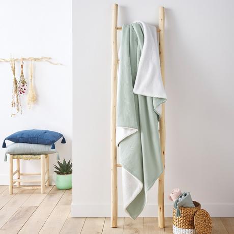 La Redoute Intérieurs Kumla Baumwollmusselin und Teddyfleece Decke  