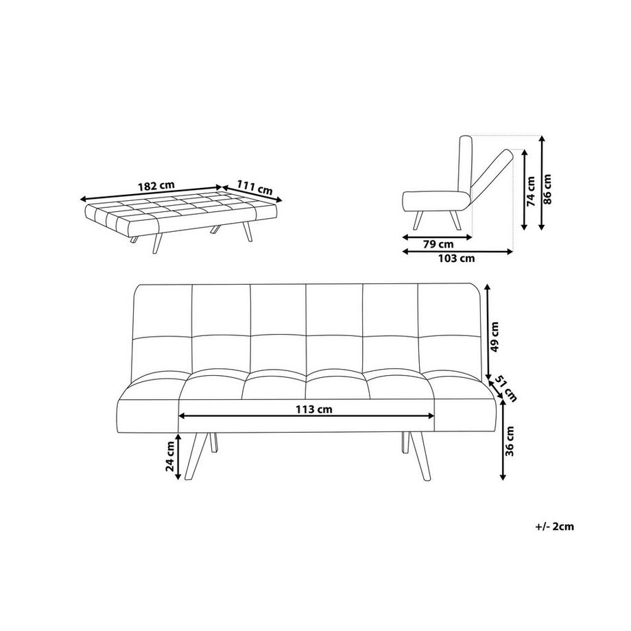 Beliani Canapé-lit en Tissu Rétro INGARO  