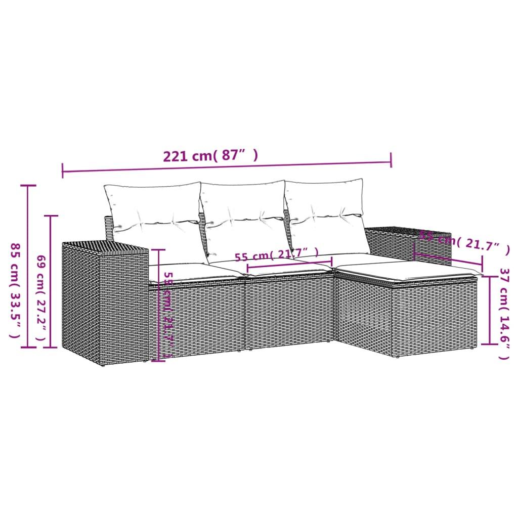 VidaXL set divano da giardino Polirattan  