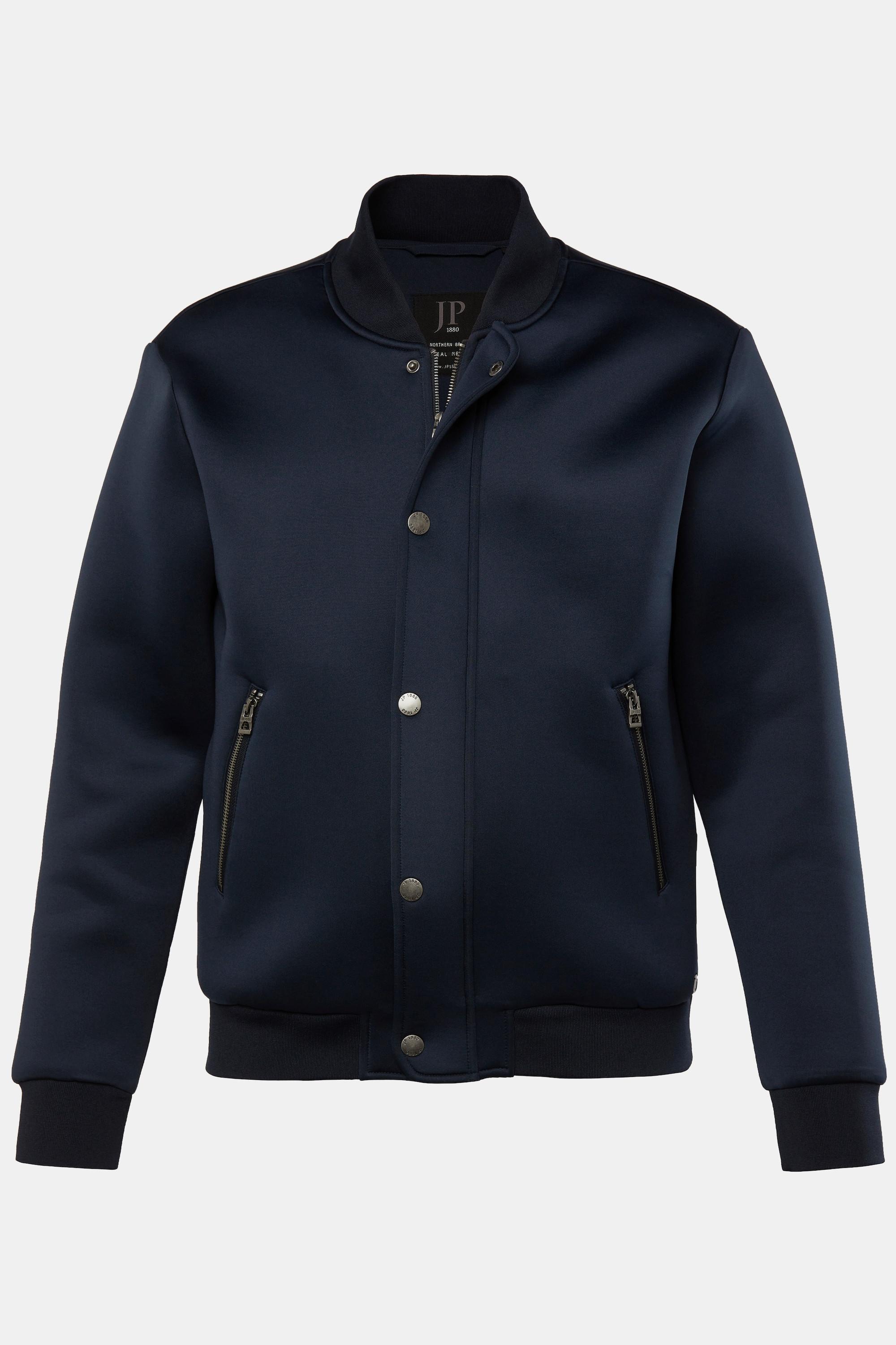 JP1880  Blouson en tissu Scuba, encolure style veste teddy et fermeture à glissière 