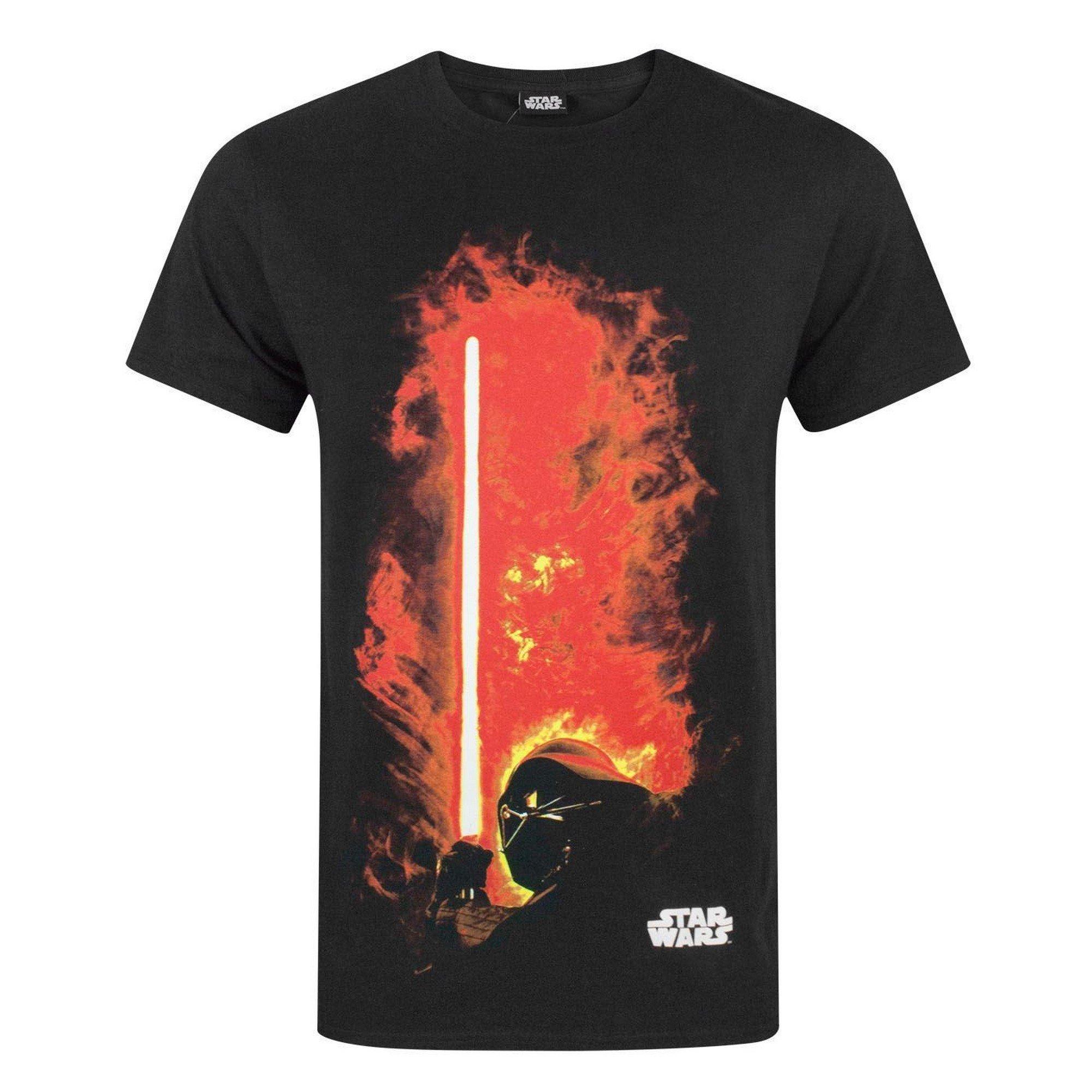 Image of Darth Vader Tshirt Mit Laserschwert Design Herren Schwarz L