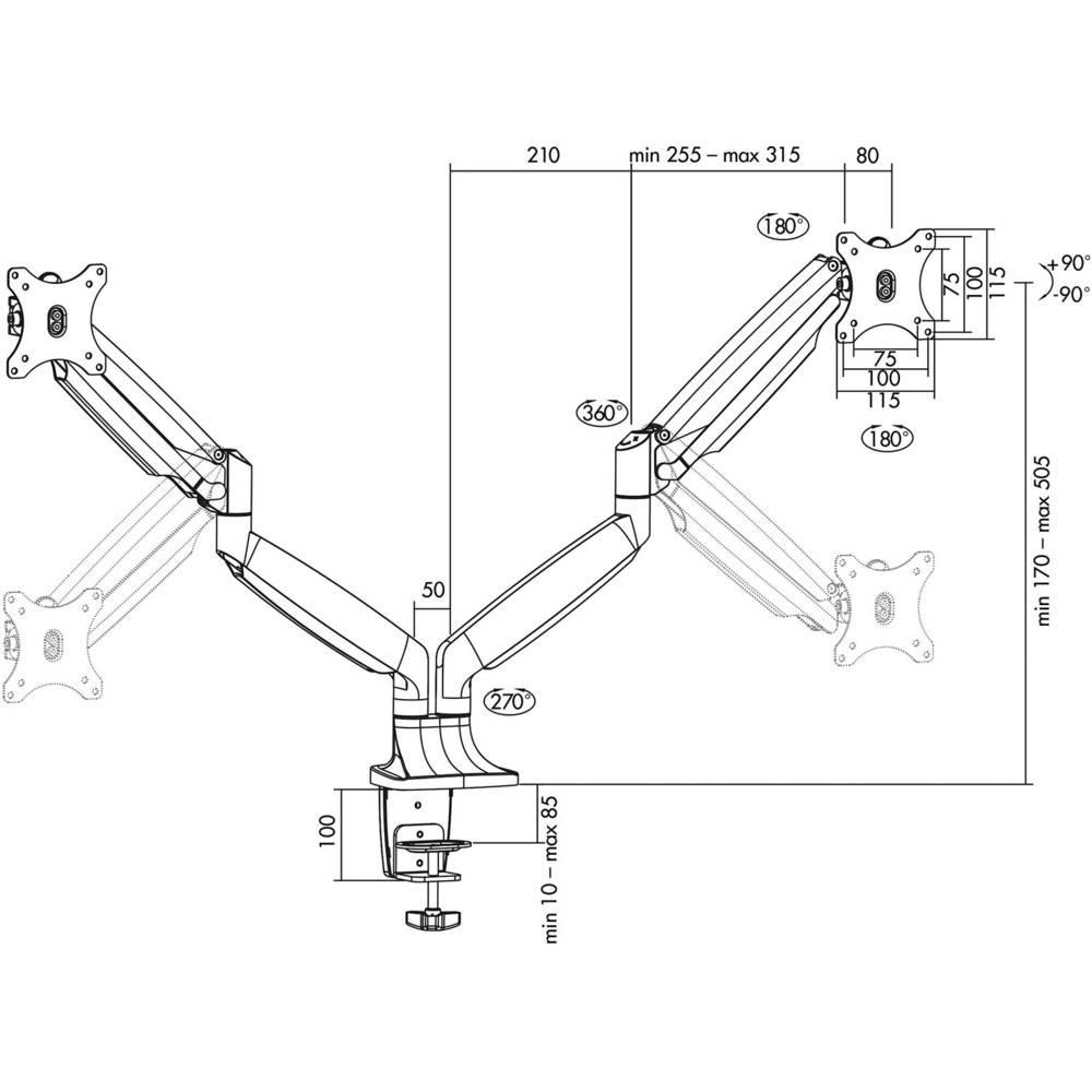 LogiLink  13-32″ 2-fach Aluminium Monitor-Schreibtischhalterung 