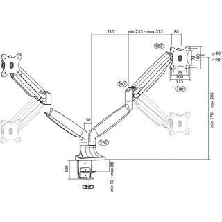 LogiLink  13-32″ 2-fach Aluminium Monitor-Schreibtischhalterung 