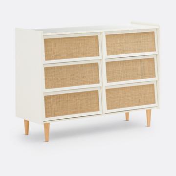 Kommode Kaya mit 6 Schubladen aus Rohrgeflecht