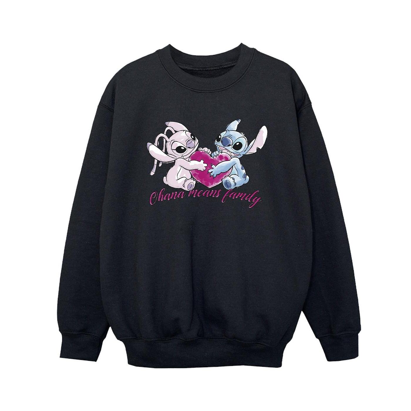 Image of Lilo And Stitch Ohana Heart With Angel Sweatshirt Jungen Schwarz 140/146