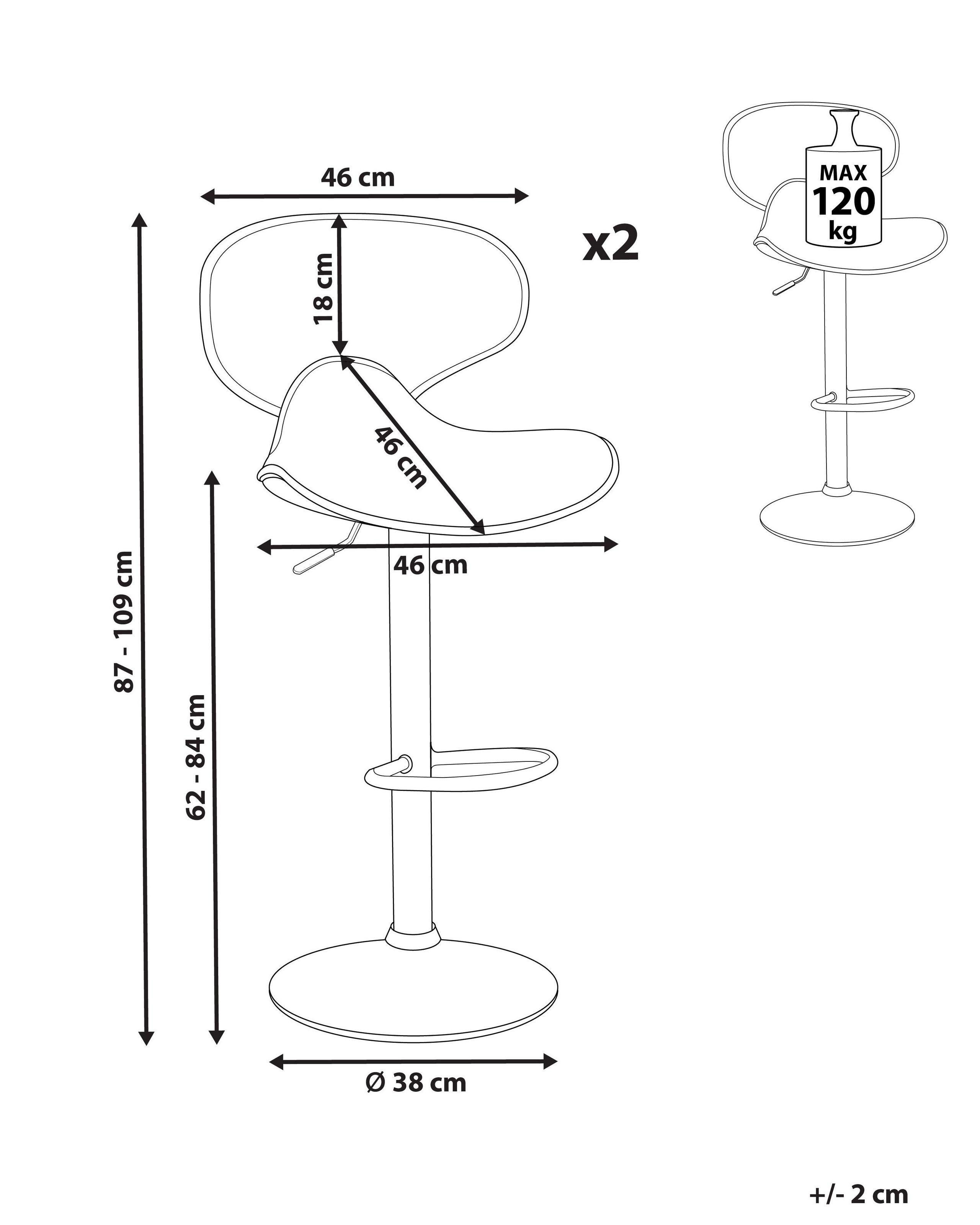 Beliani Lot de 2 tabourets de bar en Cuir PU Moderne CONWAY  