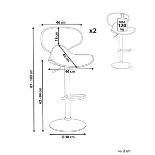 Beliani Lot de 2 tabourets de bar en Cuir PU Moderne CONWAY  