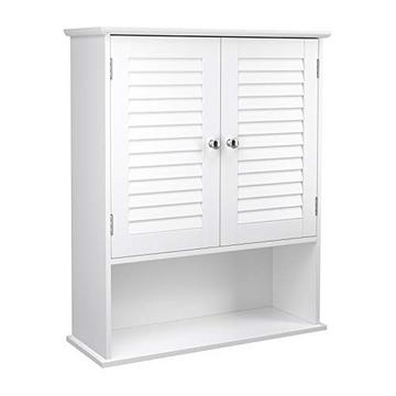 Armoire murale avec tablettes réglables, MDF blanc