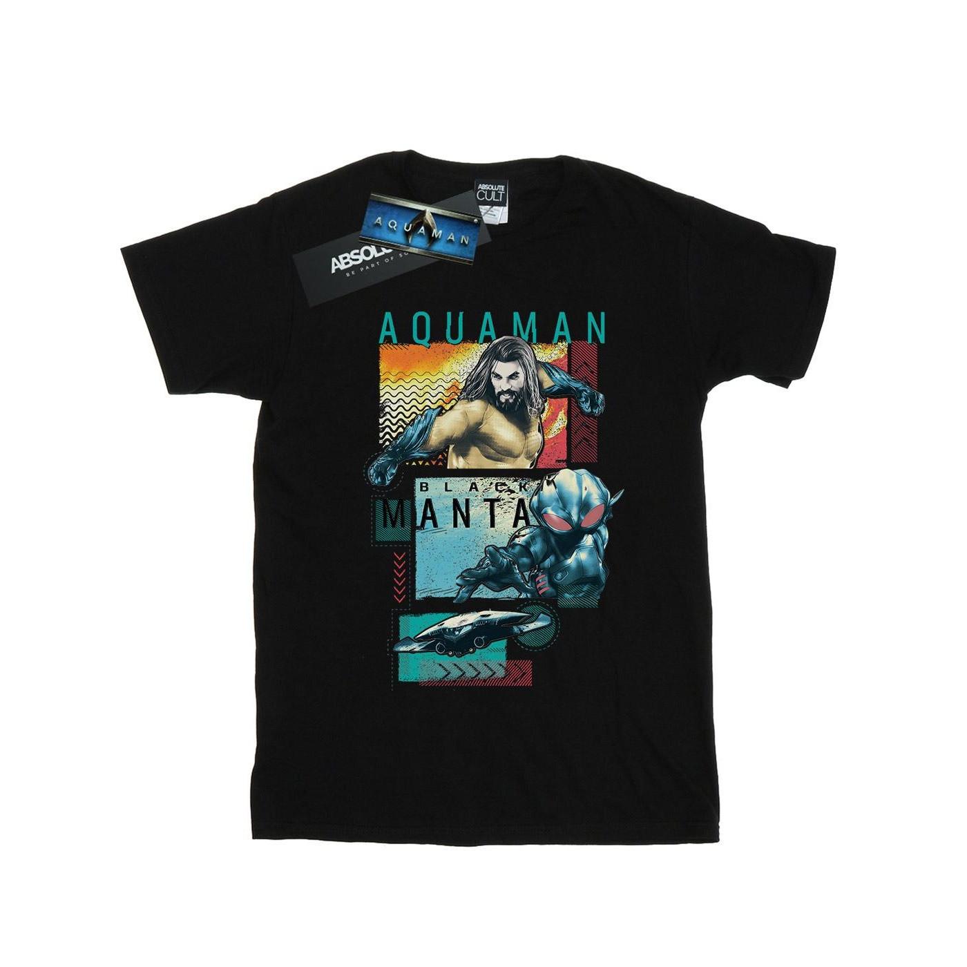 Image of Aquaman Character Tiles Tshirt Herren Schwarz 3XL