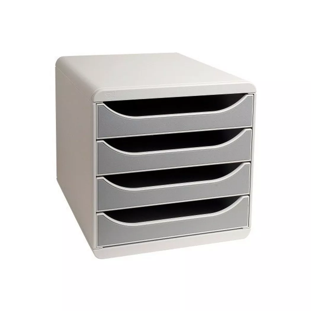 EXACOMPTA Schubladenbox BIG-BOX, 4 Schübe, lichtgrau/