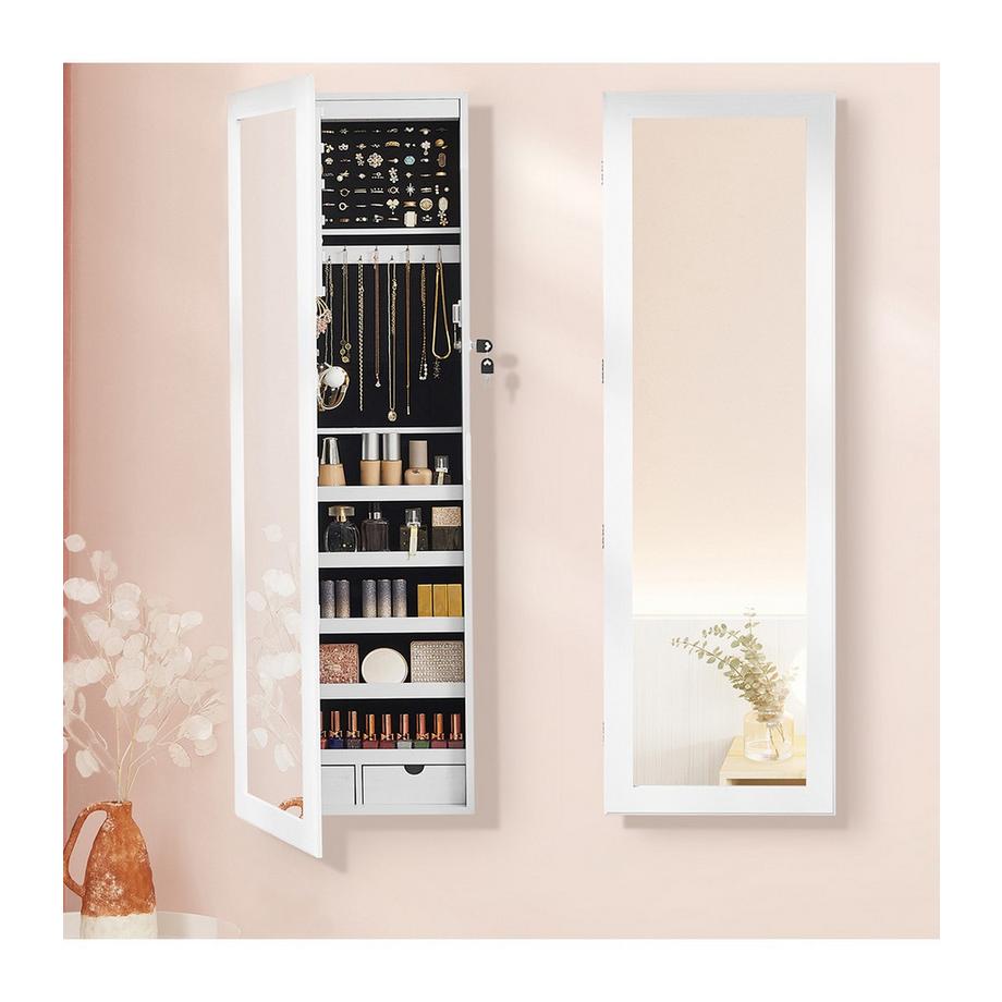 Calicosy  Rustikalerer Schmuckschrank mit Spiegel und Schloss 