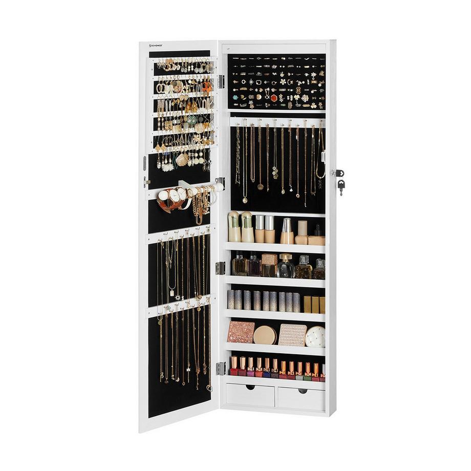 Calicosy  Rustikalerer Schmuckschrank mit Spiegel und Schloss 