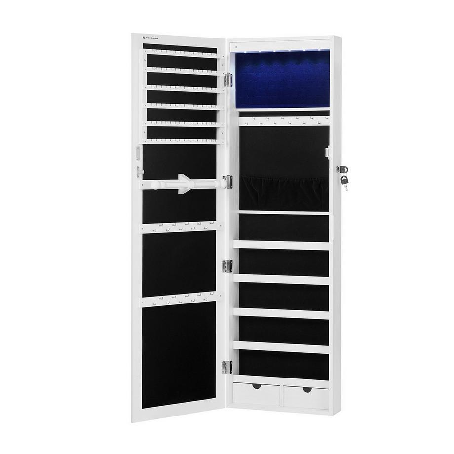 Calicosy  Rustikalerer Schmuckschrank mit Spiegel und Schloss 