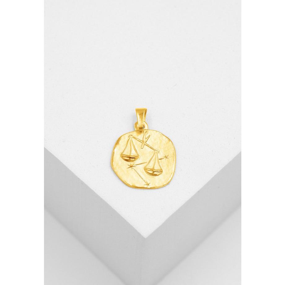 MUAU Schmuck  Anhänger Sternzeichen Waage Gelbgold 750, 16x22mm 