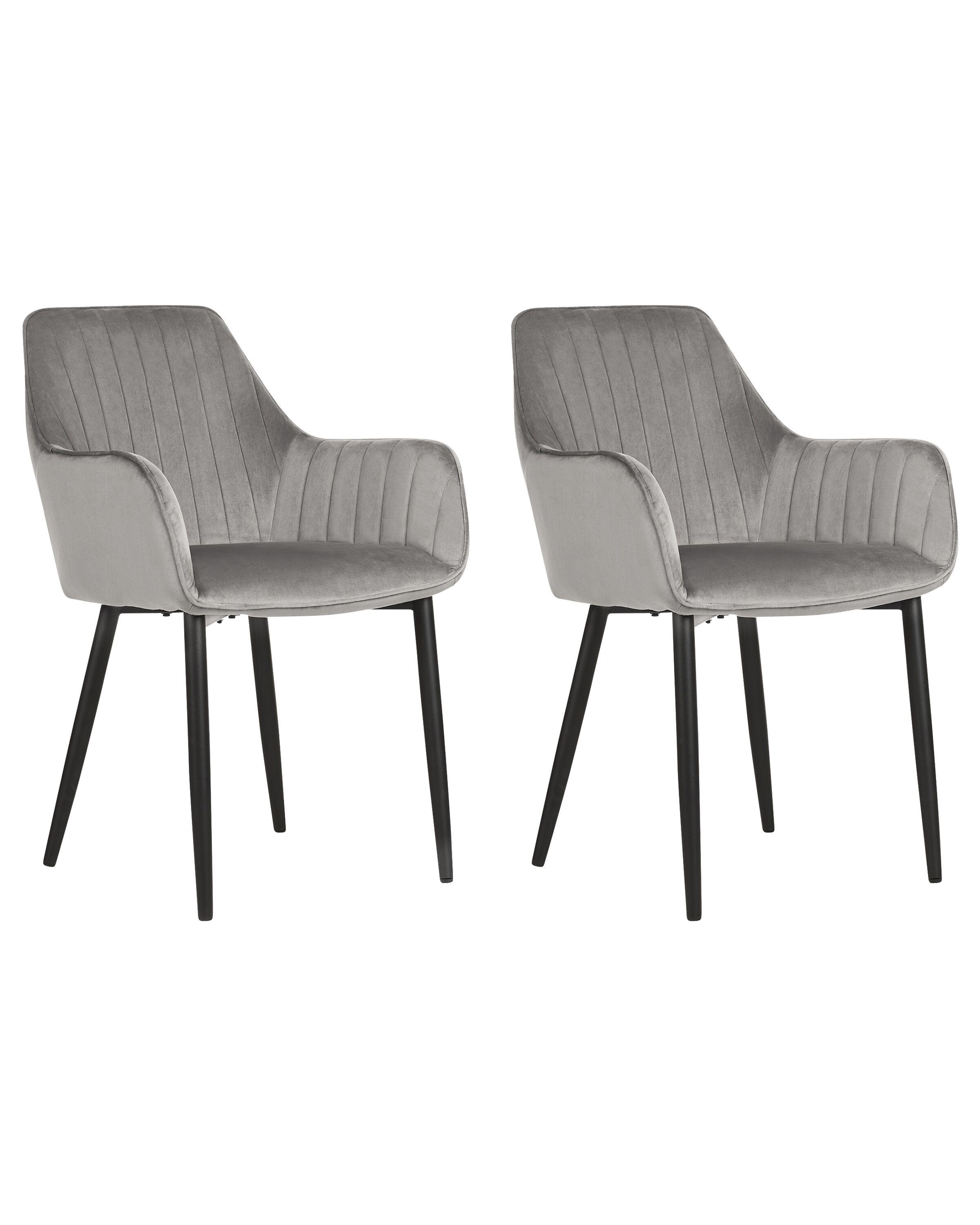 Beliani Lot de 2 chaises de salle à manger en Velours Glamour WELLSTON  