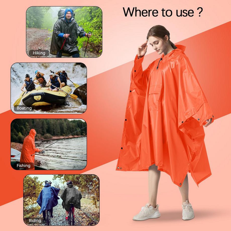 Alopini  Regencape Regenmantel Regenjacke Wasserdicht Wandern Radfahren Outdoor 3in1 Mehrzweck 