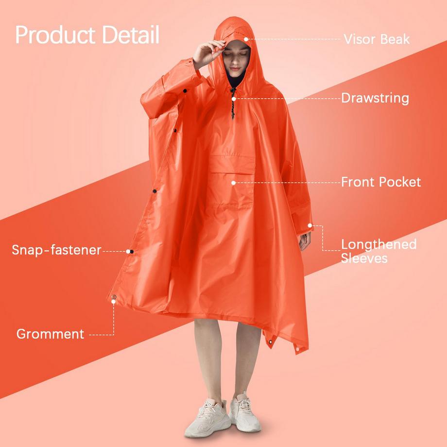 Alopini  Regencape Regenmantel Regenjacke Wasserdicht Wandern Radfahren Outdoor 3in1 Mehrzweck 