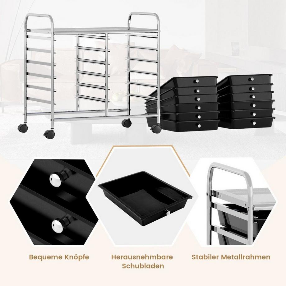 Northix Carrello portaoggetti con 12 cassetti  