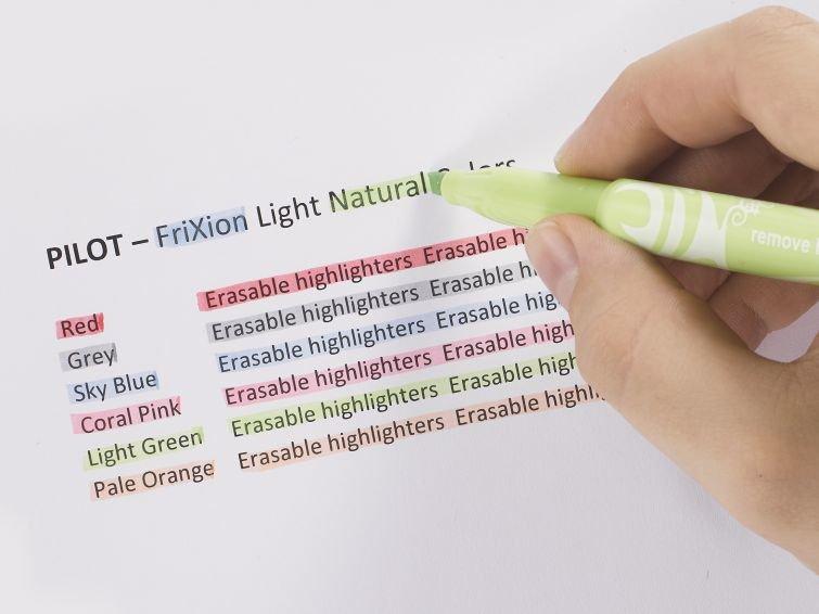 Pilot Pilot FriXion Light Natural Colors evidenziatore 6 pz Punta smussata Blu, Grigio, Verde chiaro, Arancione, Rosa, Rosso  