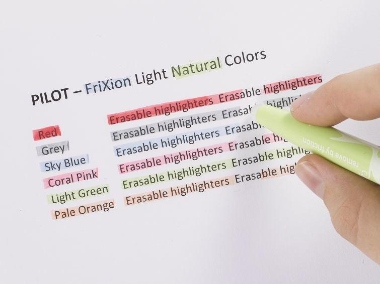 Pilot Pilot FriXion Light Natural Colors evidenziatore 6 pz Punta smussata Blu, Grigio, Verde chiaro, Arancione, Rosa, Rosso  