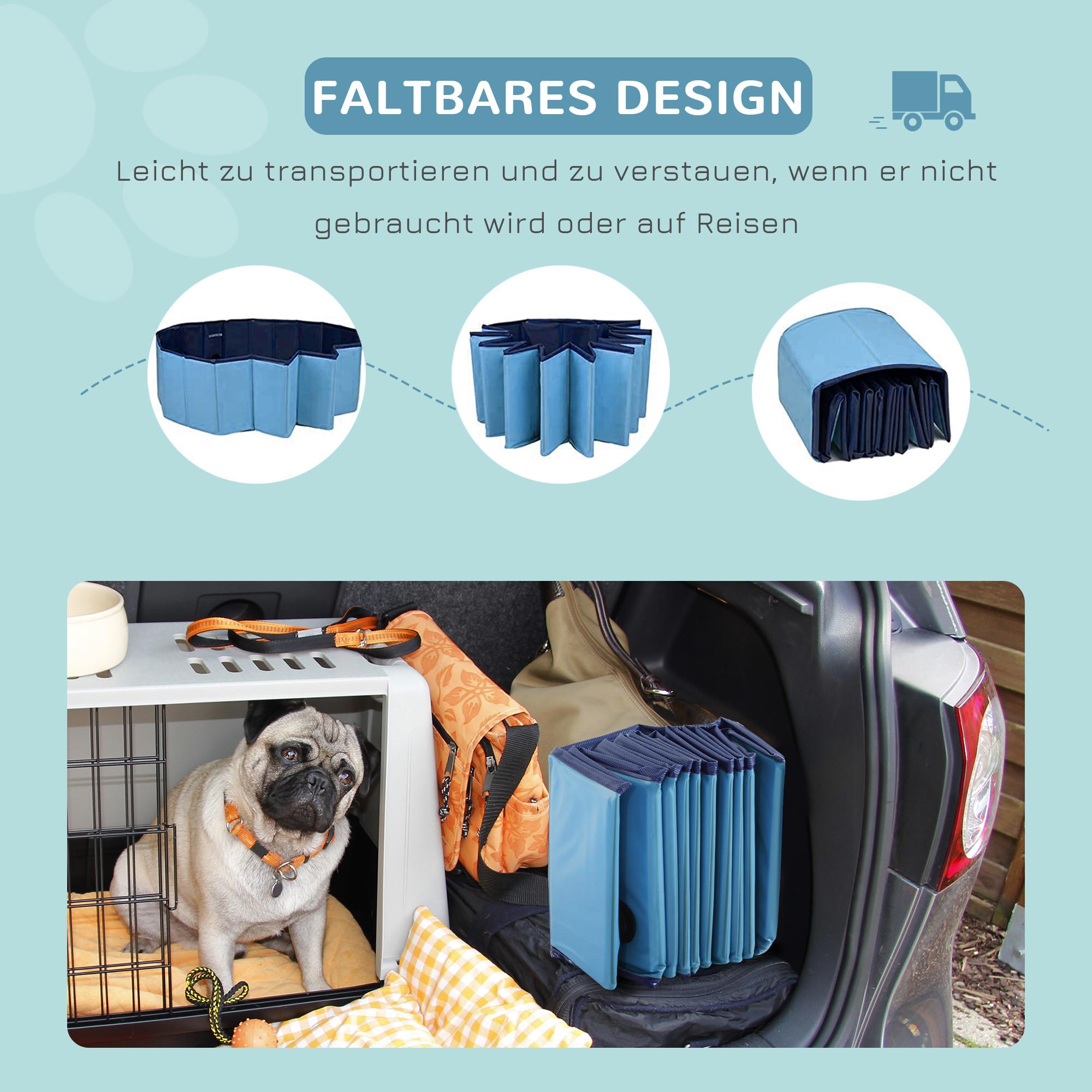 PawHut  Piscina Per Cani, Piscina Per Cani, Piscina In Pvc + Legno, Blu, Ø100Xh30 Cm, Perfetta Per Le Giornate Calde 