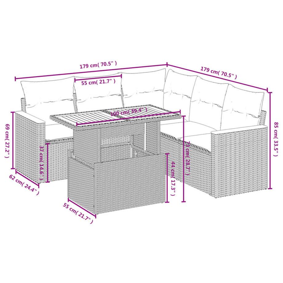 VidaXL Garten sofagarnitur poly-rattan  