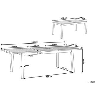 Beliani Table de salle à manger de jardin extensible en Acacia Rustique CESANA  