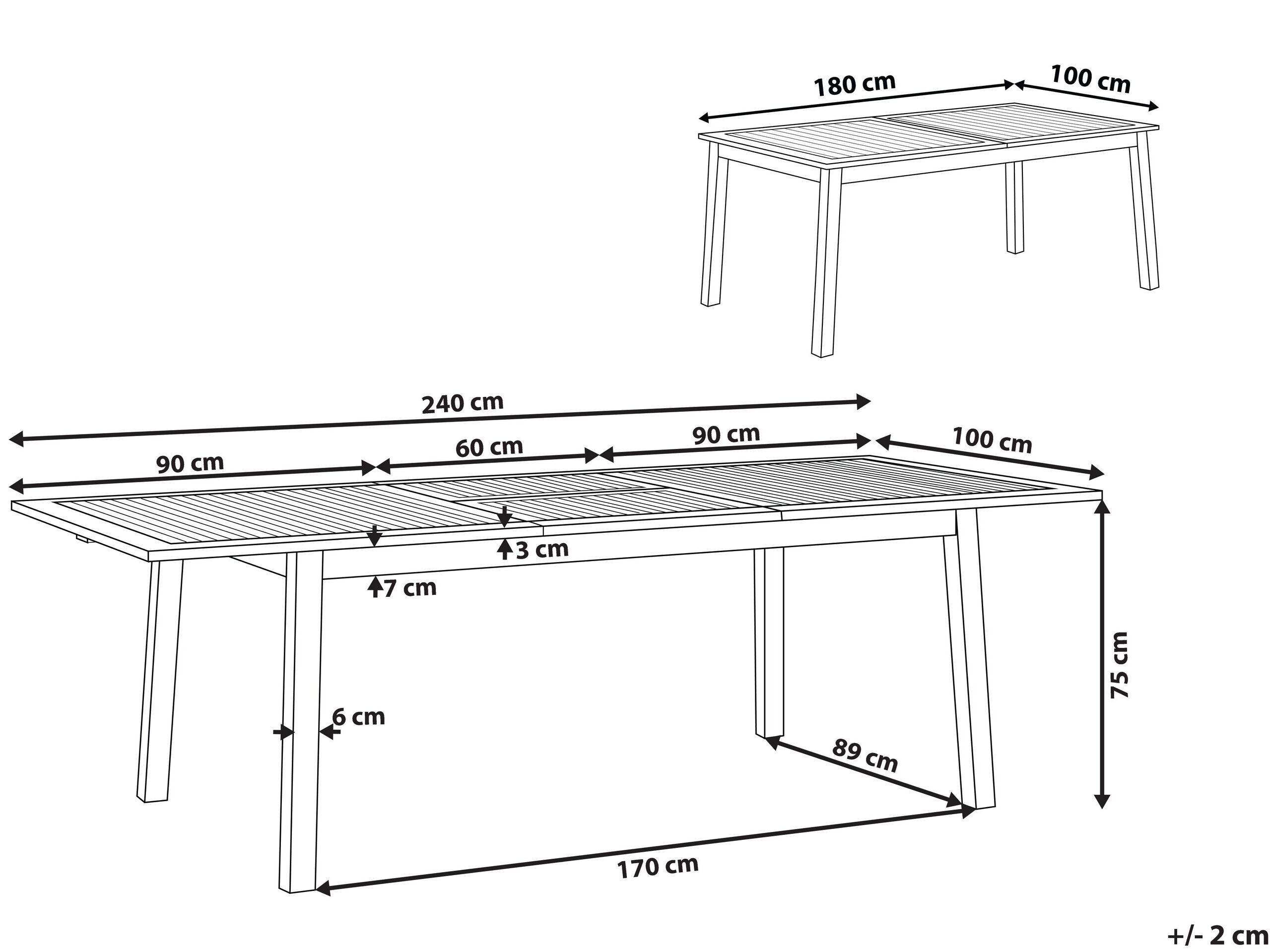 Beliani Table de salle à manger de jardin extensible en Acacia Rustique CESANA  