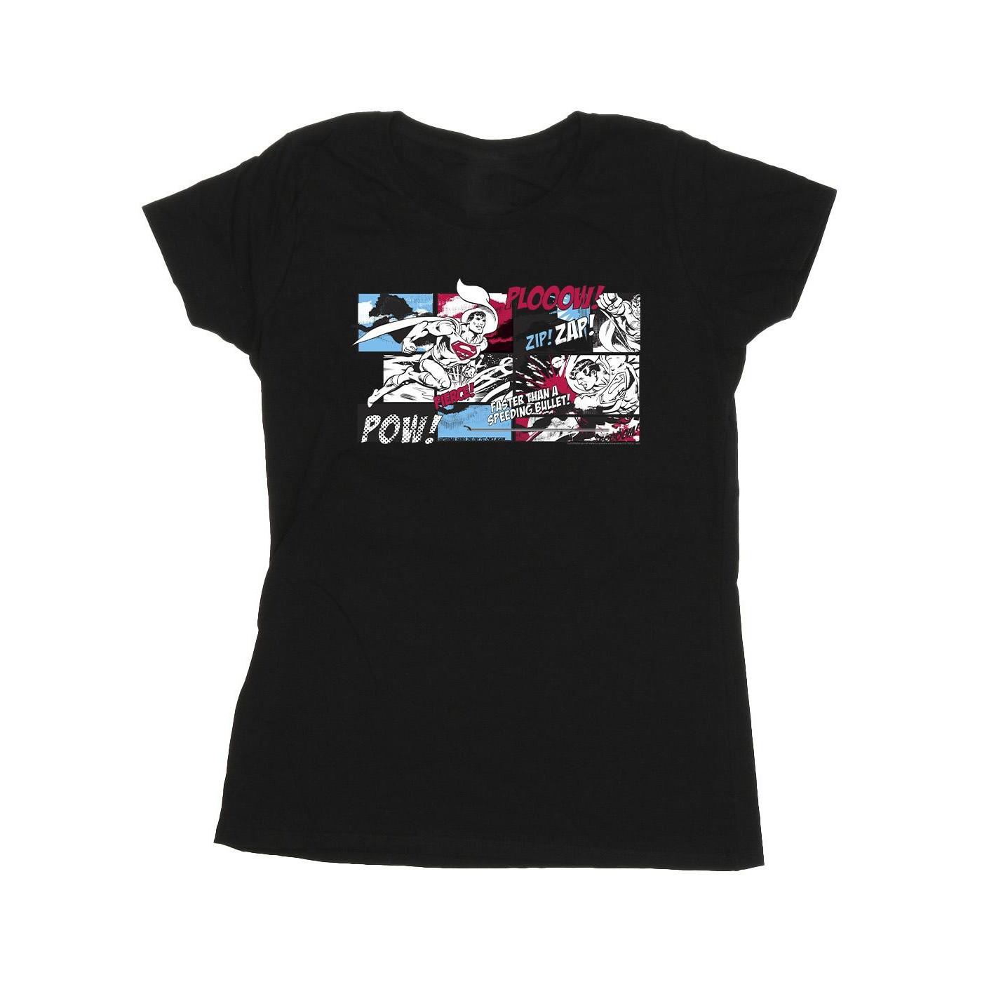 Image of Superman Comic Strip Tshirt Damen Schwarz M