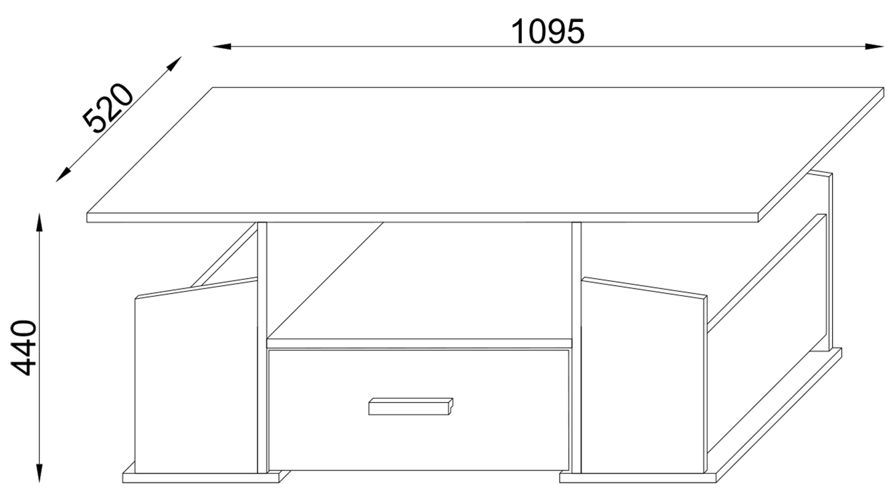 VCM Holz Couchtisch mit ausreichend Stauraum | Maße ca. H. 44 x B. 110 x T. 52 cm | Wohnzimmertisch mit Schublade - Junata  