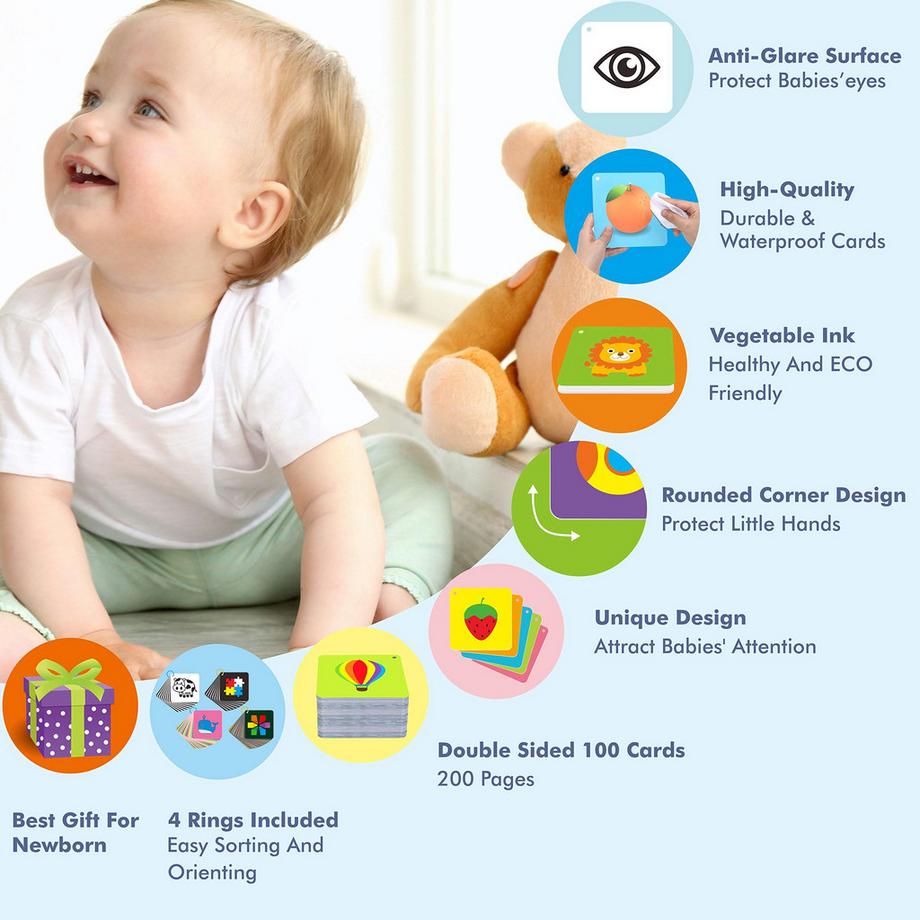 Activity-board  Cartes flash colorées ; pour la stimulation visuelle en 3D des bébés et des enfants en bas âge 