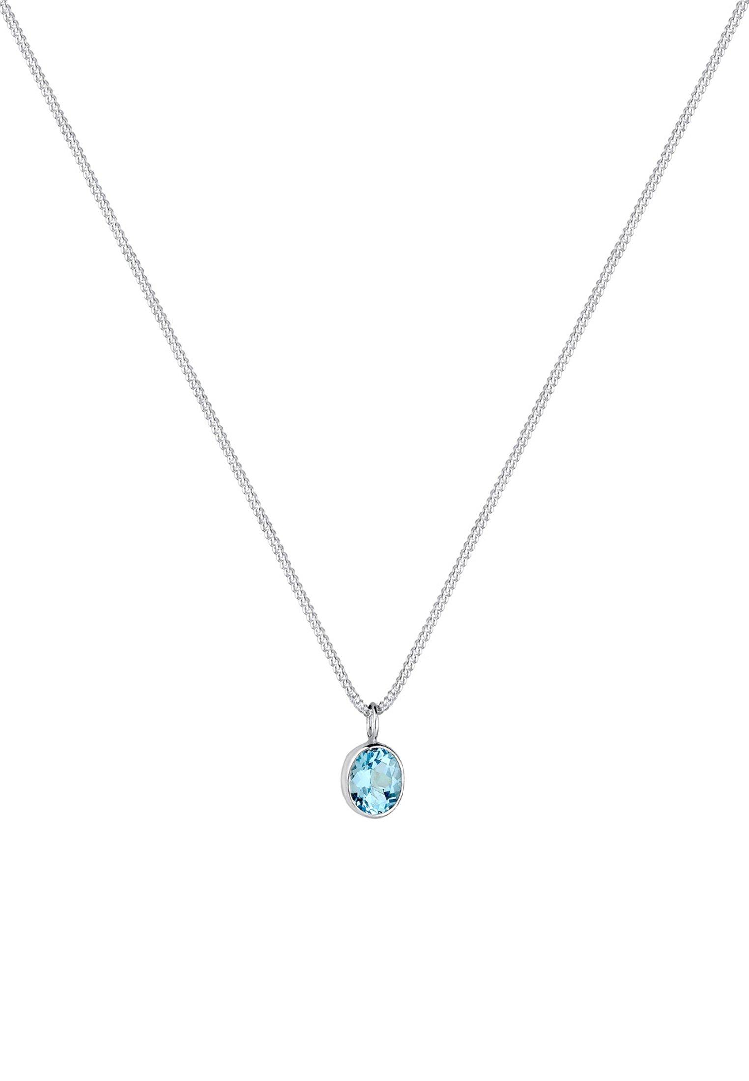 Elli  Collier Femmes Pendentif Solitaire Élégant Avec Topaze Bleu Clair 